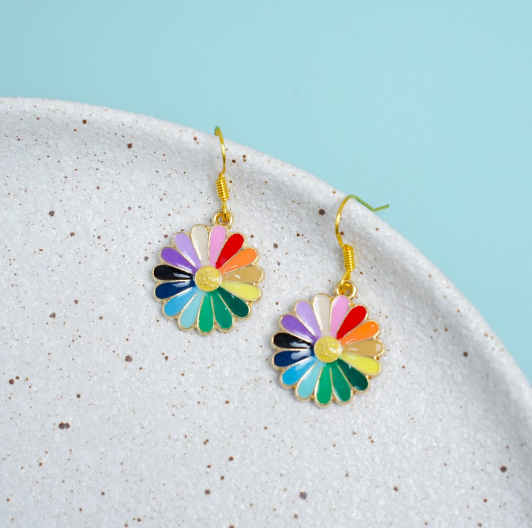 Rainbow Flower - Earrings