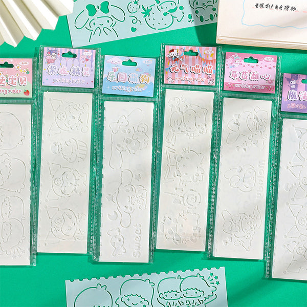 Sanrio Characters - Stencil Writing  Ruler Set Of 8