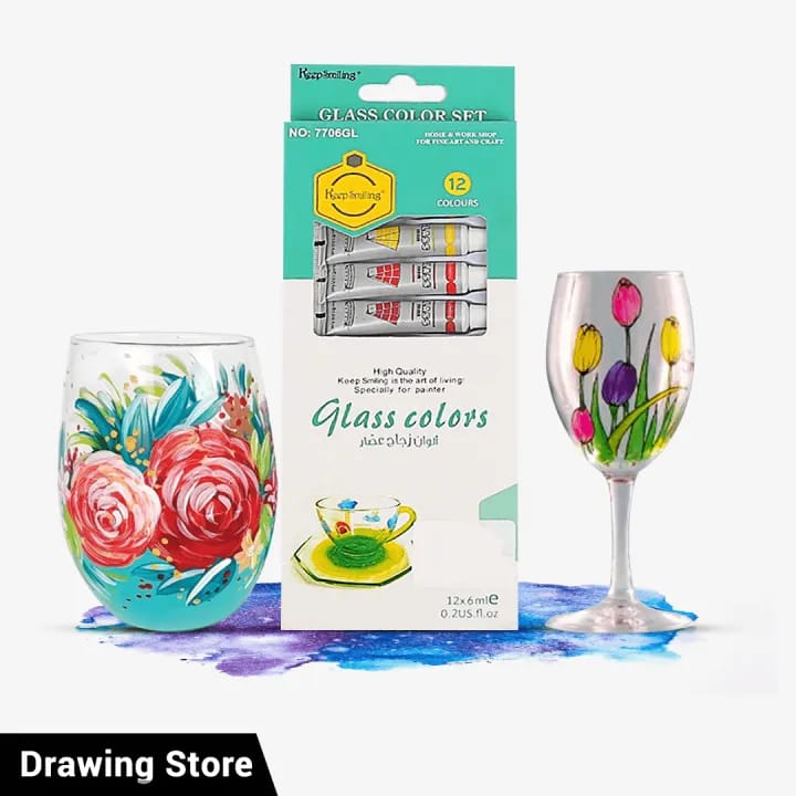 Keep Smiling Glass Color  Painting Colors Set Of 12