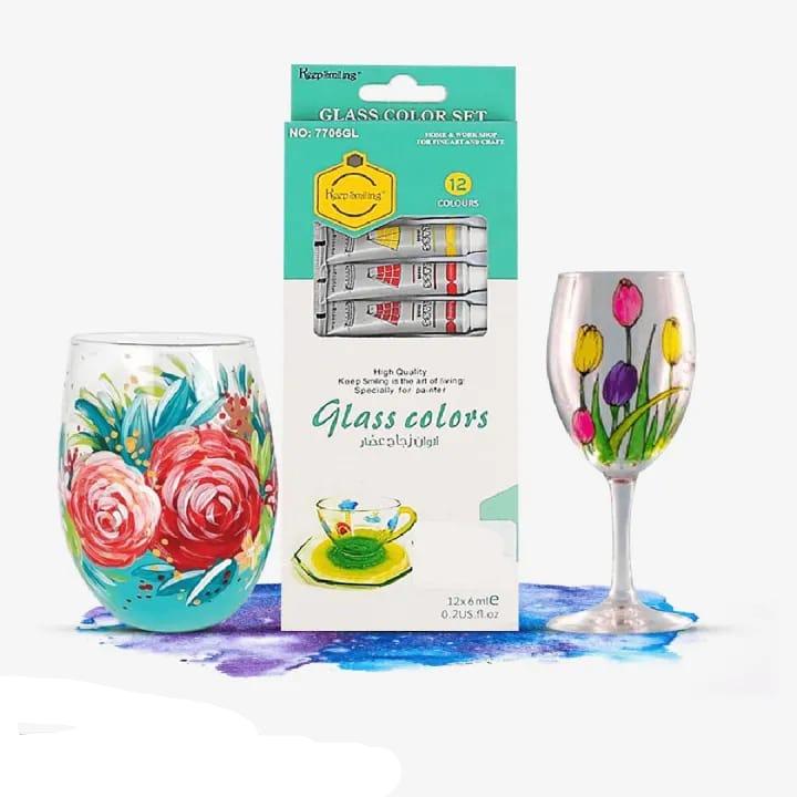 Keep Smiling Glass Color  Painting Colors Set Of 12