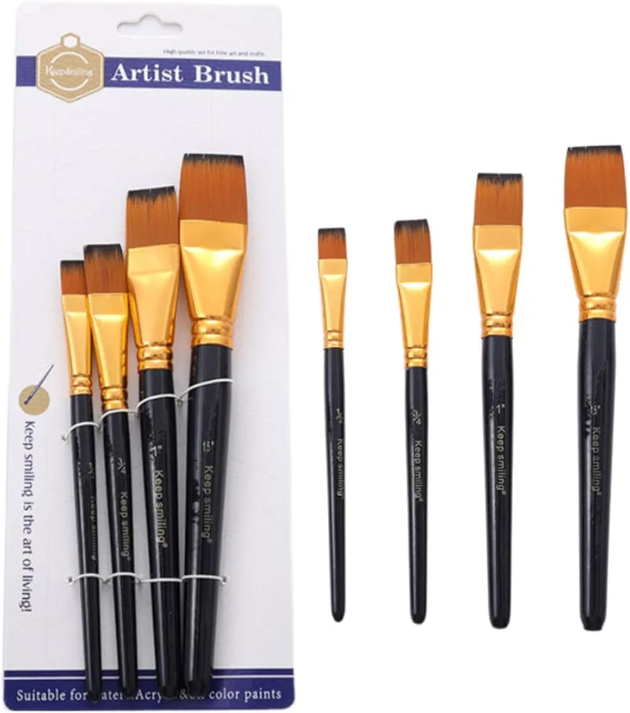 Keep Smiling Artist Large Flat Brush Set Of 4