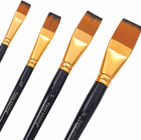 Keep Smiling Artist Large Flat Brush Set Of 4