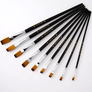 Keep Smiling Artist Long Handle Flat Brush Set Of 9