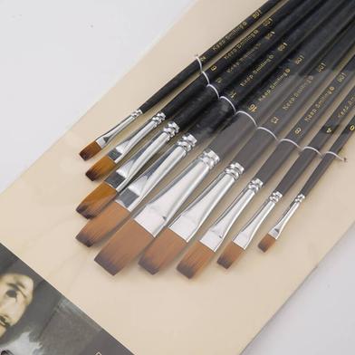 Keep Smiling Artist Long Handle Flat Brush Set Of 9