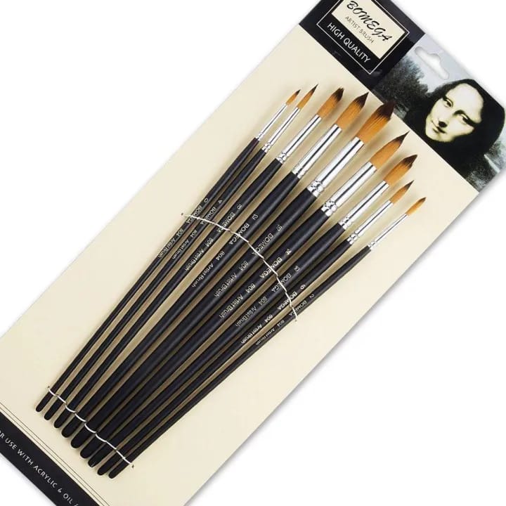 Keep Smiling Artist Long Handle Round Brush Set Of 9