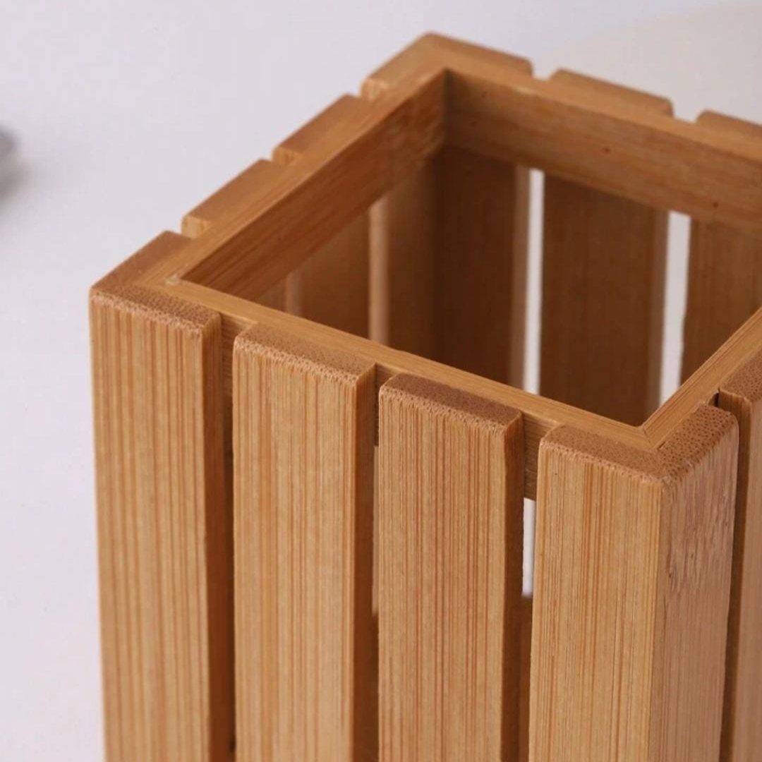 Elegant Wood Square - Pen  Holder