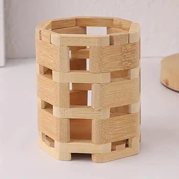 Elegant Wood Round - Pen  Holder