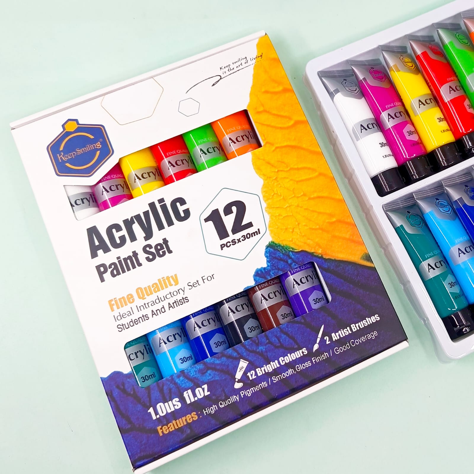 Keep Smiling 12 Premium Acrylic Paints 30ml