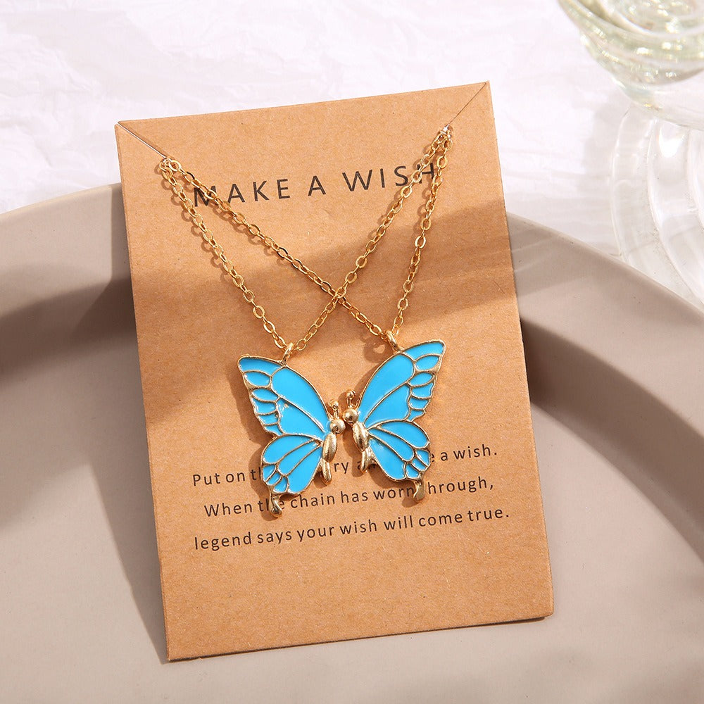 Make A Wish Butterfly Blue - Necklace Set Of 2