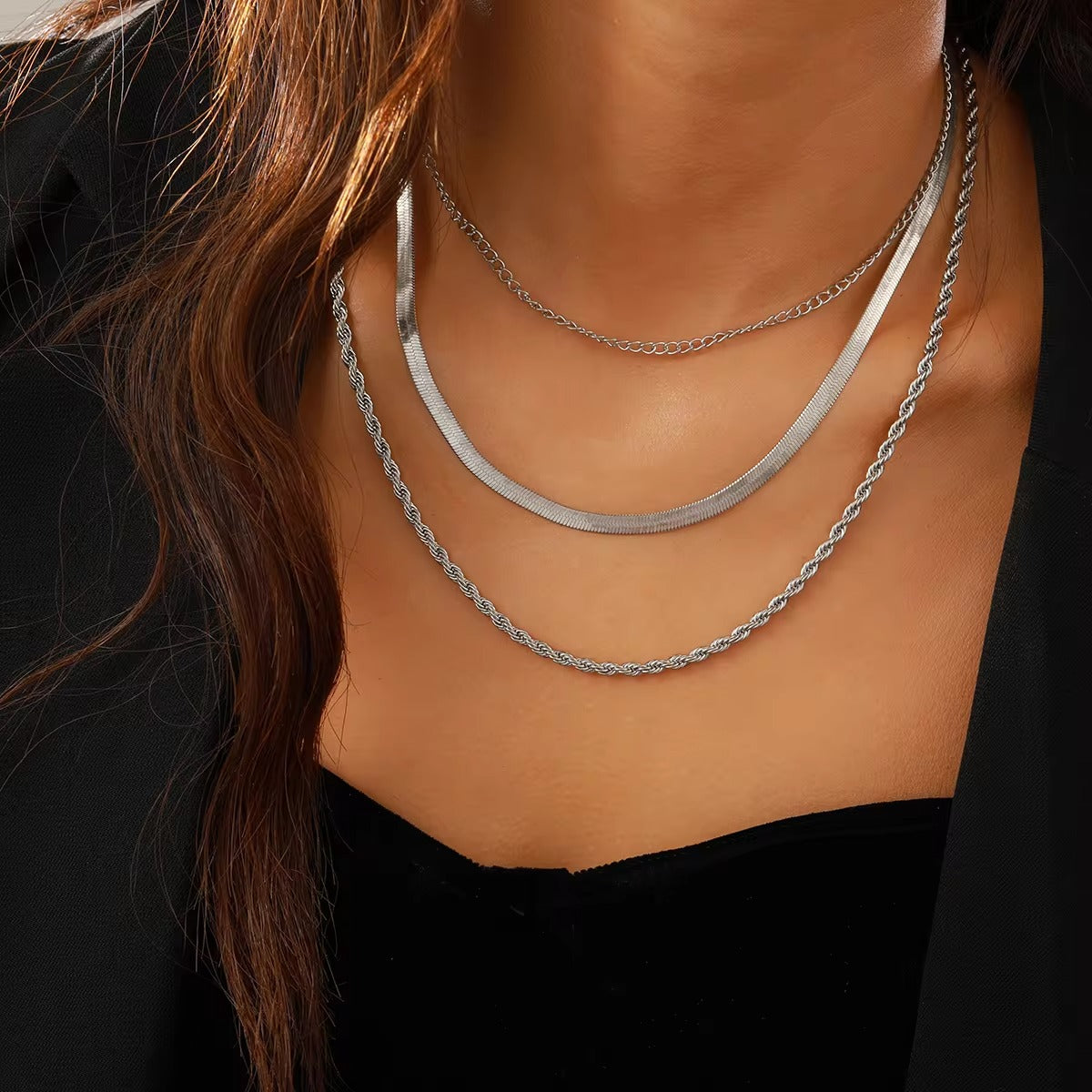 Layered Silver - Necklace Set of 3