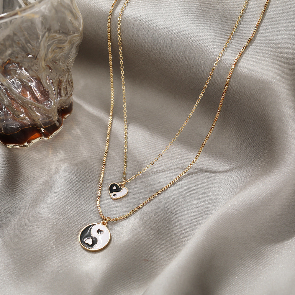 Yin & Yang Heart  - Necklace Set of 2