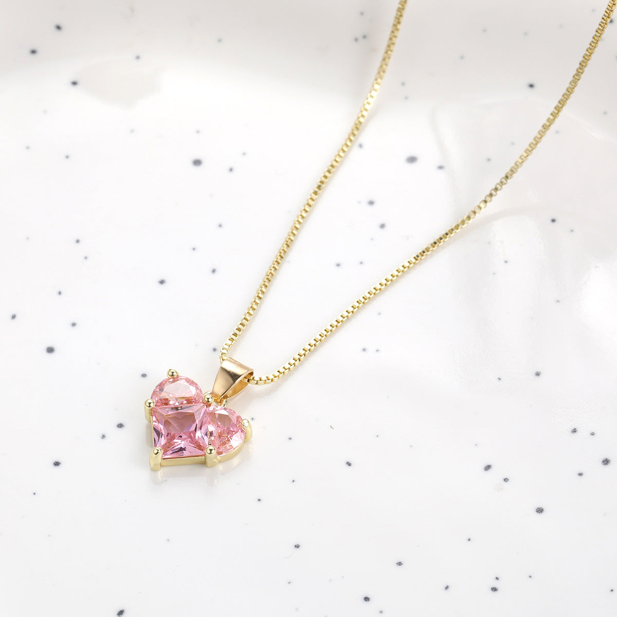 Pink Crystal Diamond Gold - Necklace