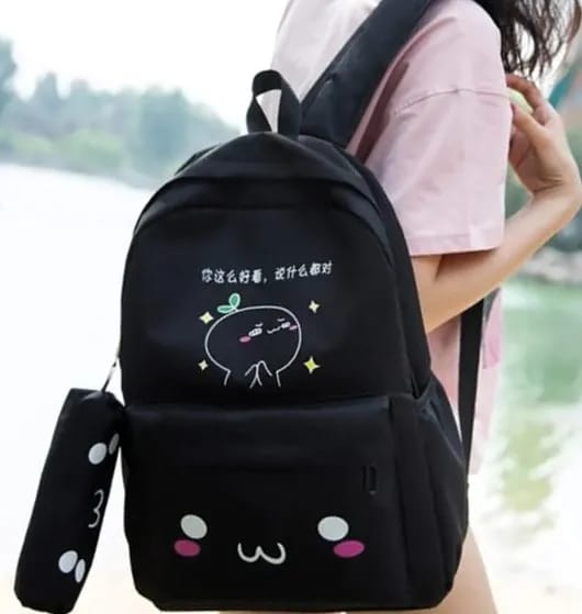 Kawai Cute Animal Black Backpack Set Of 2