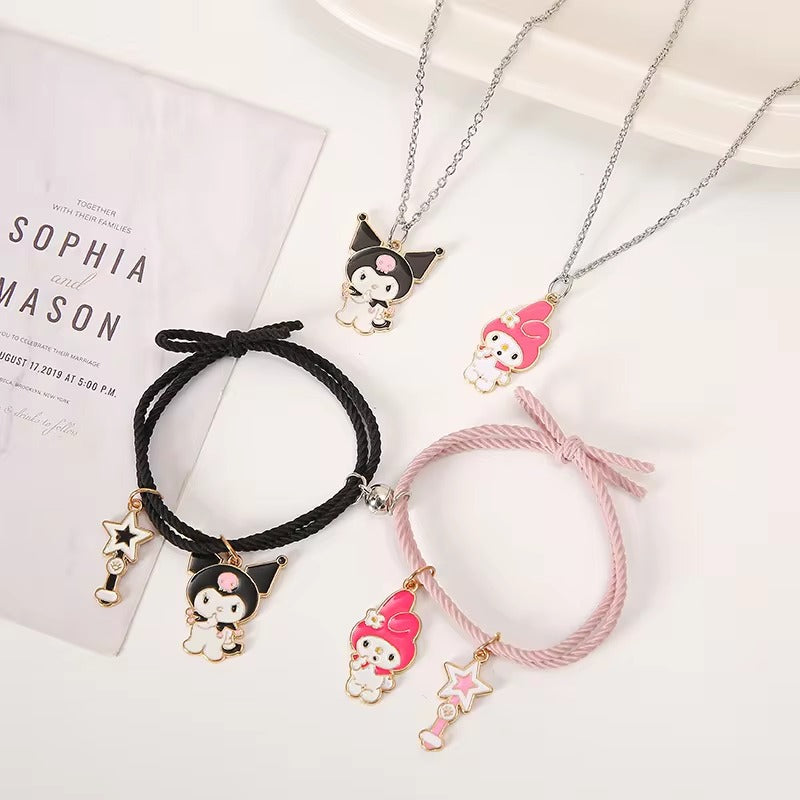 Kuromi Necklace & Bracelet Set Of 4  - Style 3