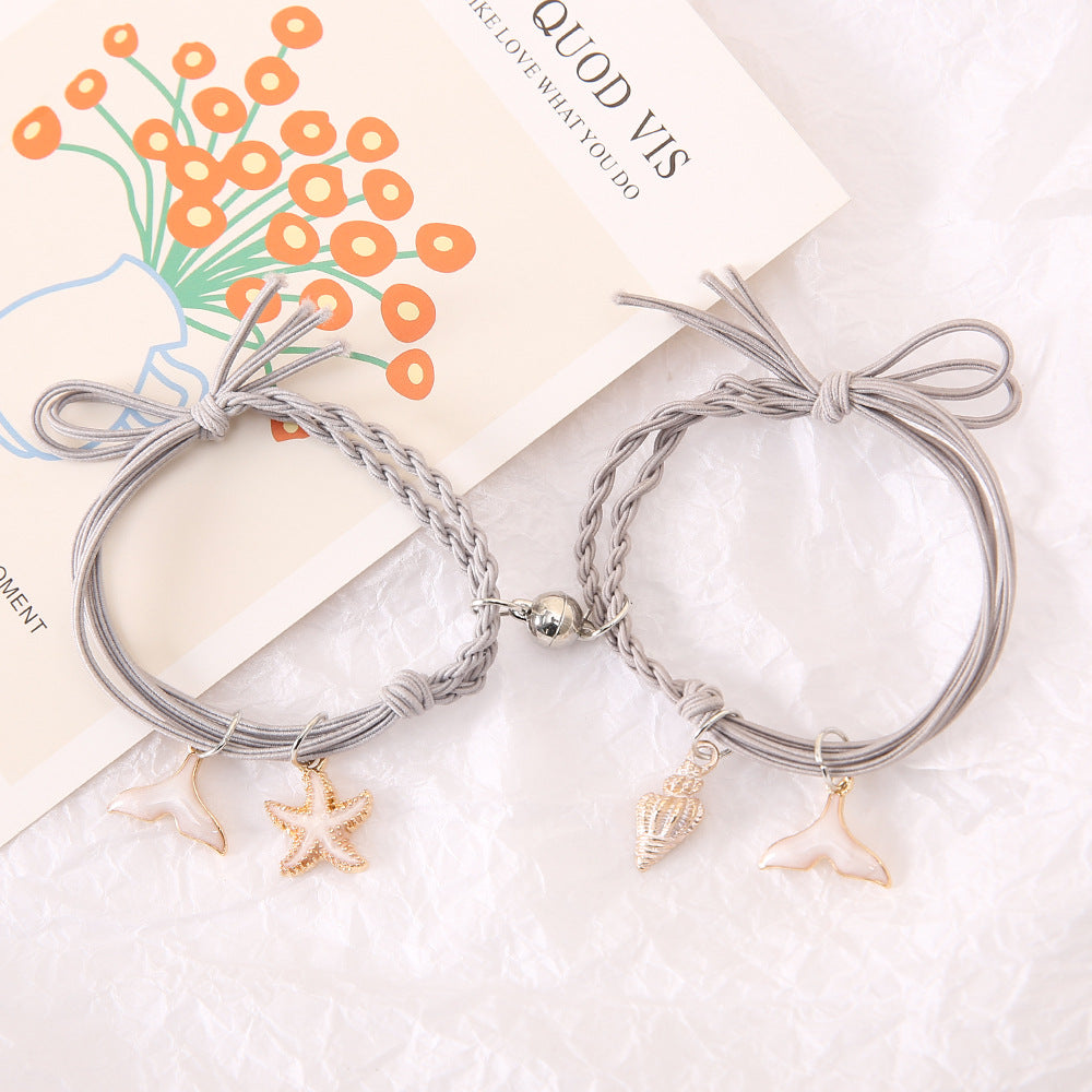 Star Fish & Mermaid Tail Grey Magnetic - Bracelet Set Of 2