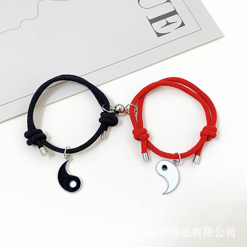 Yin & Yang Black & Red Magnetic - Bracelet Set Of 2