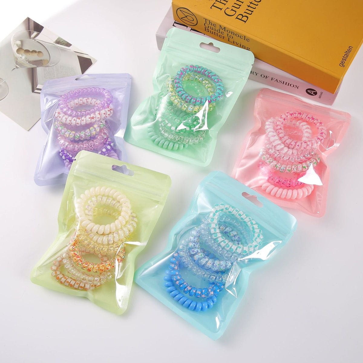 Sparkle  Pastel Colors - Hair Tie Set of 6