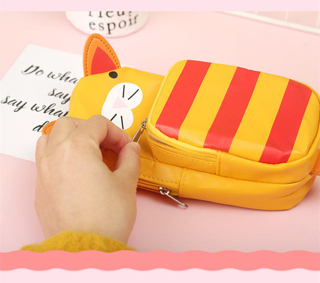 Cute Fox Soft Zipper - Large Pouch