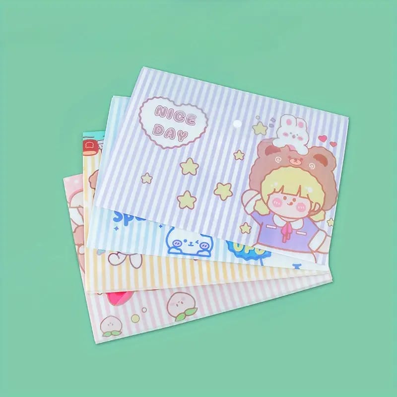 Nice Day Cute Boy &amp; Girl Grid  - Document Folder Large Pouch