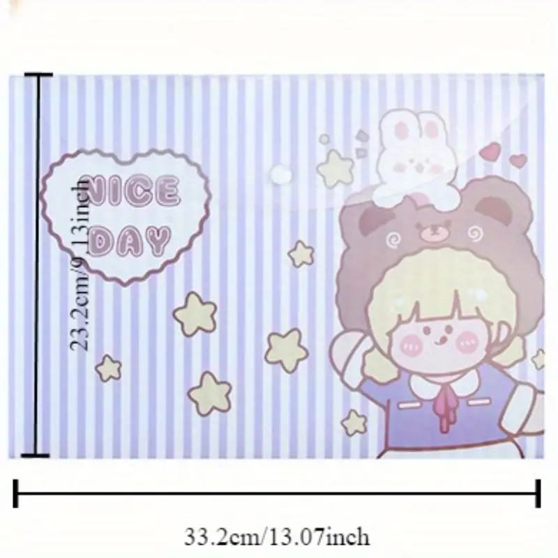 Nice Day Cute Boy &amp; Girl Grid  - Document Folder Large Pouch