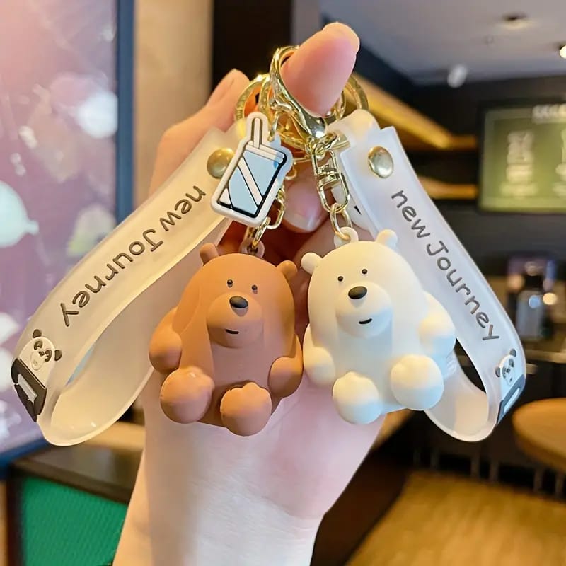 Cute Panda & Bear  Gold - Key Ring