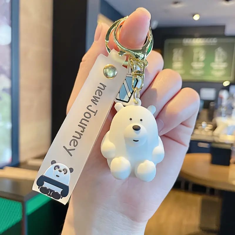 Cute White Bear Gold - Key Ring