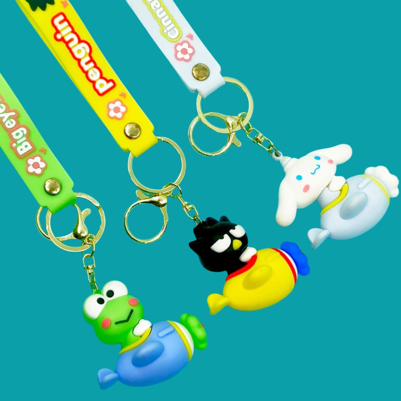 Cute Animal On Plane Gold - Key Ring