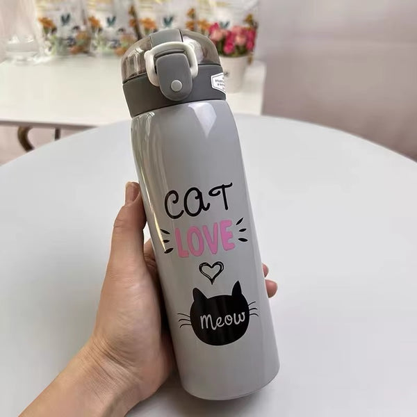 Cat Love Meow Grey - Water Bottle