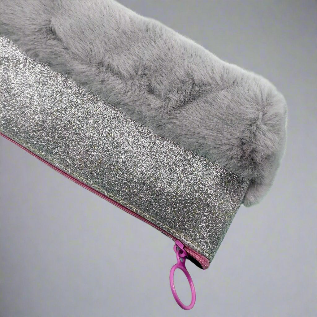 Silver Sparkle Fluffy  Grey - Pouch