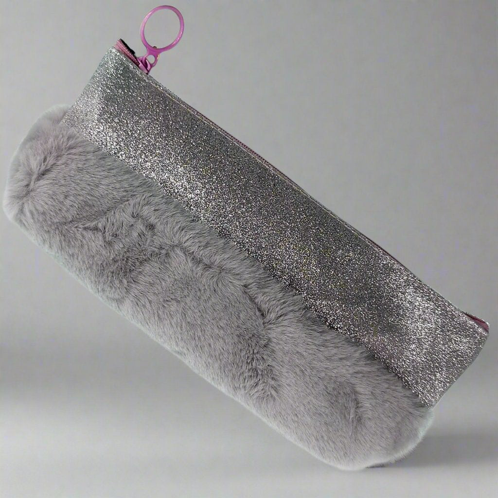 Silver Sparkle Fluffy  Grey - Pouch