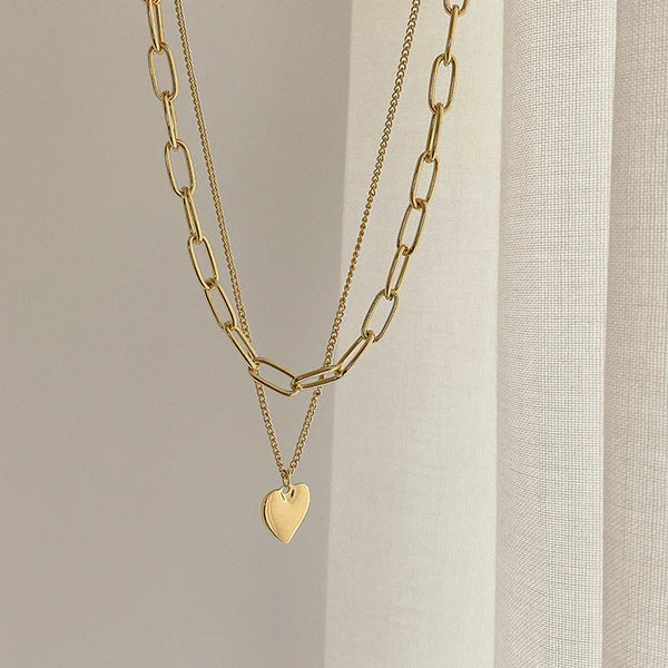 Double Layer Heart Gold - Necklace