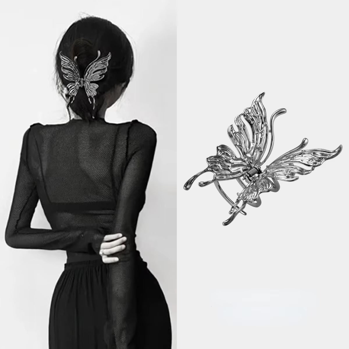 Silver Butterfly Metal - Hair Claw Style 1