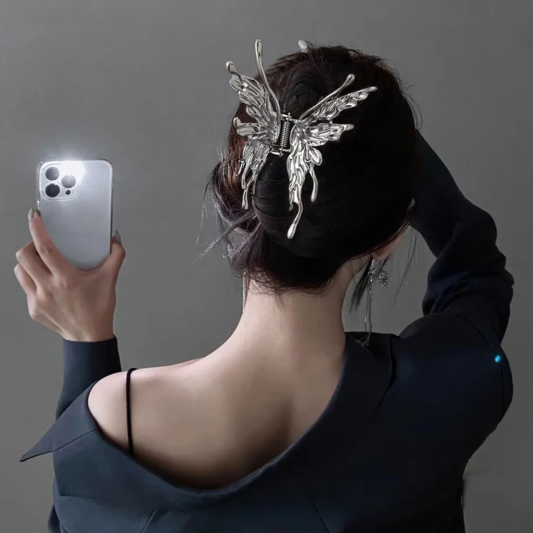 Silver Butterfly Metal - Hair Claw Style 1