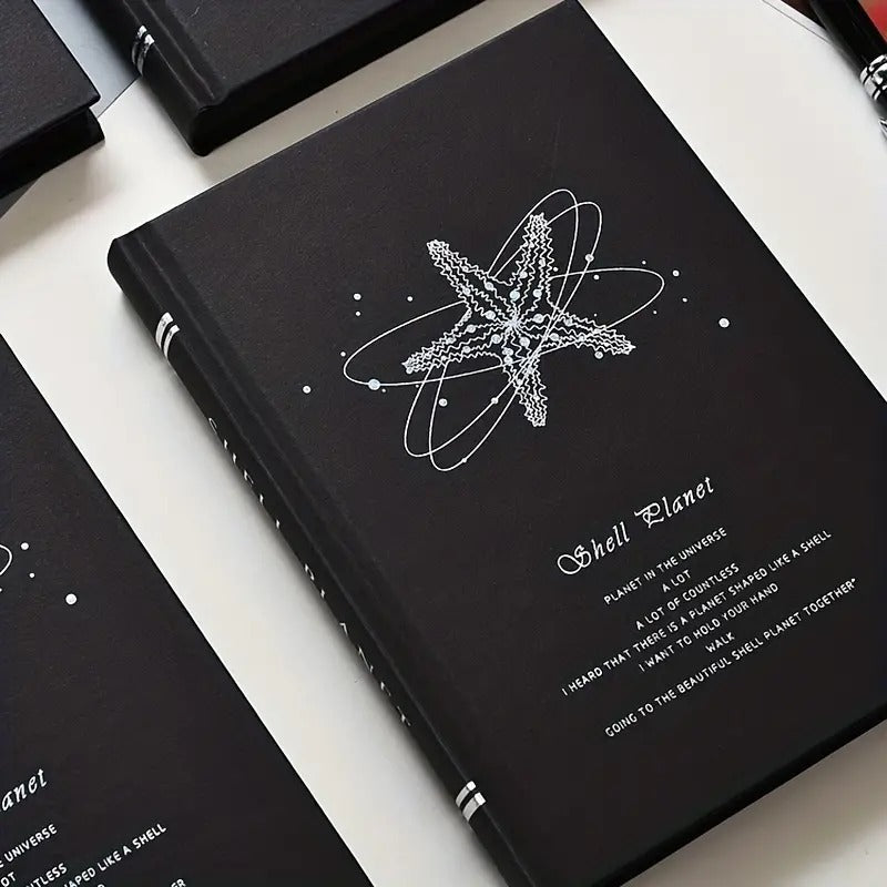 Shell Planet Black Pages Foiled - Notebook / Journal