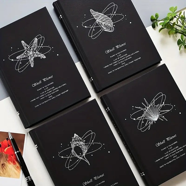 Shell Planet Black Pages Foiled - Notebook / Journal