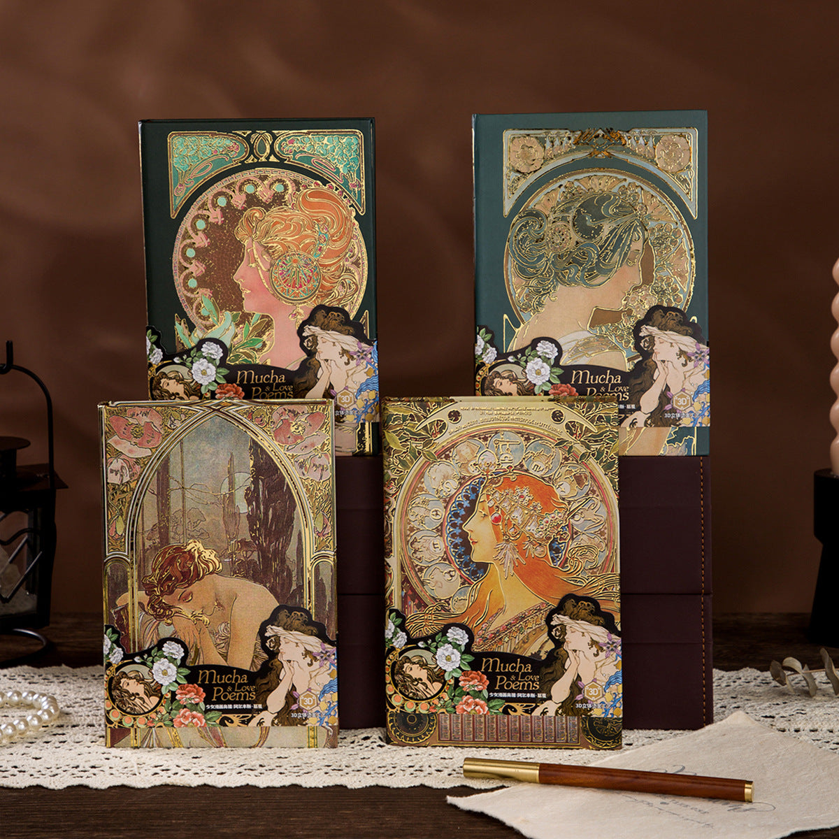 The Great Mucha Love Poems Luxury Foiled - Notebook / Journal