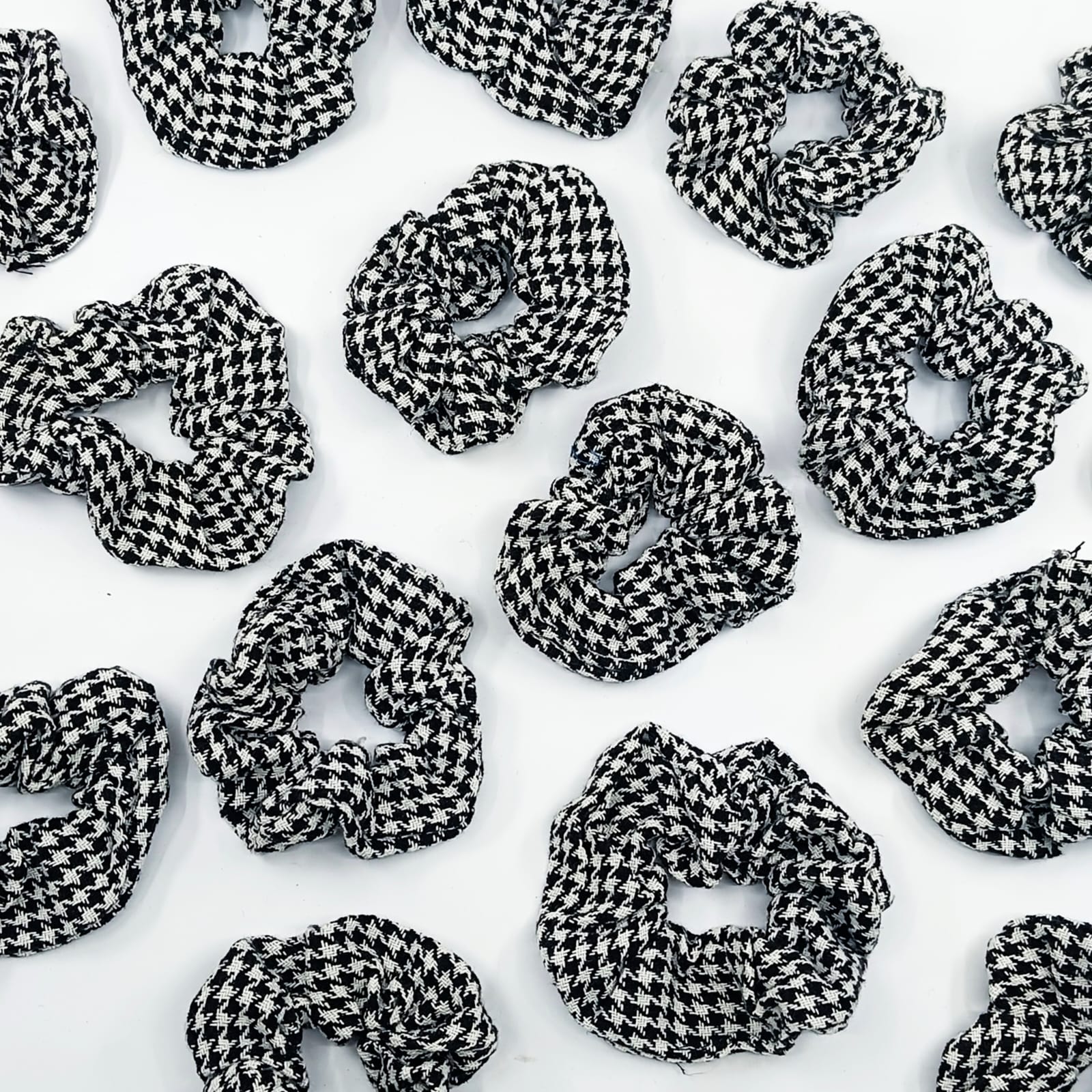 Black & White Grid - Hair Scrunchie