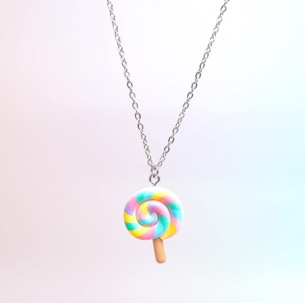Rainbow Lollipop Silver - Necklace