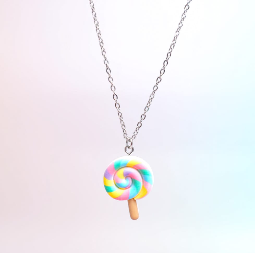 Rainbow Lollipop Silver - Necklace