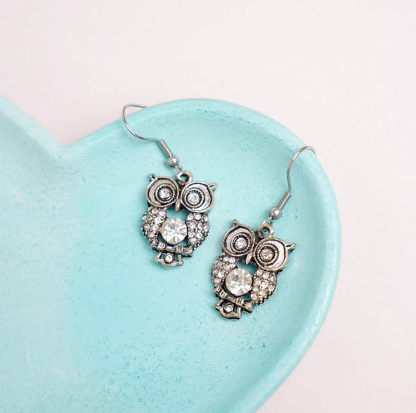 Vintage Owl Silver - Earrings