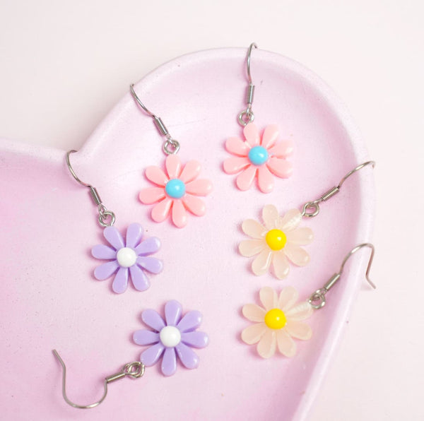 Daisy Flower Silver - Earrings Style 2