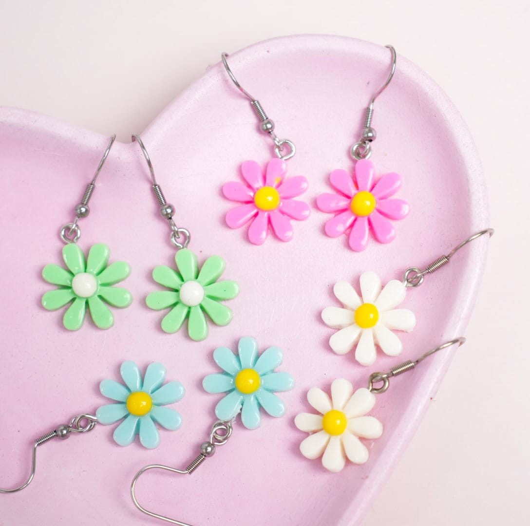 Daisy Flower Silver - Earrings Style 1