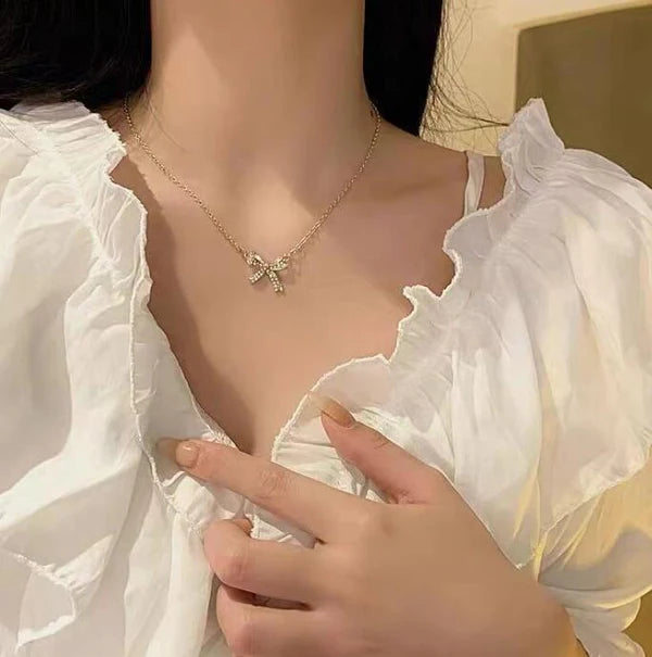 Bow Sparkle Gold - Necklace