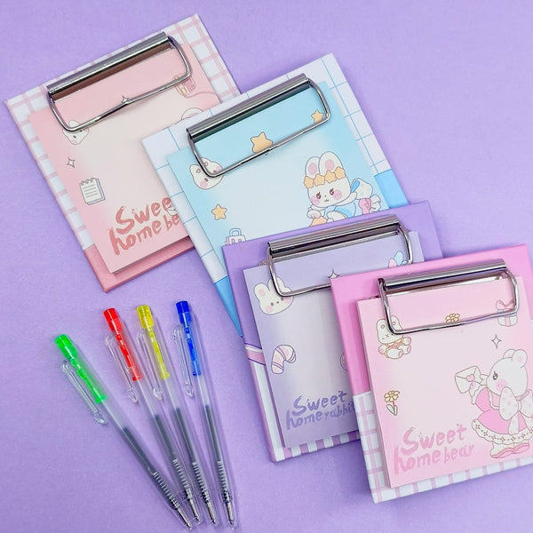 Sweet Home Bear & Rabbit - Clipboard Notepad Set