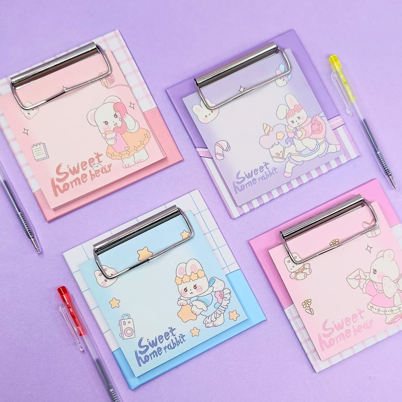 Sweet Home Bear & Rabbit - Clipboard Notepad Set