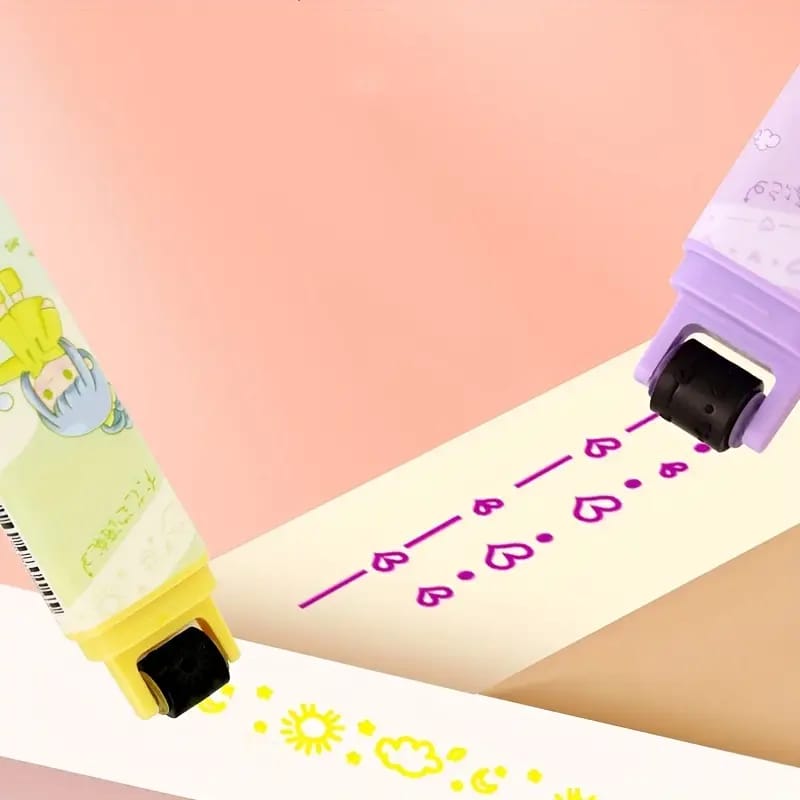 Cute Girl Roller Lace Stamp & Highlighter Set Of 3 - Style 2