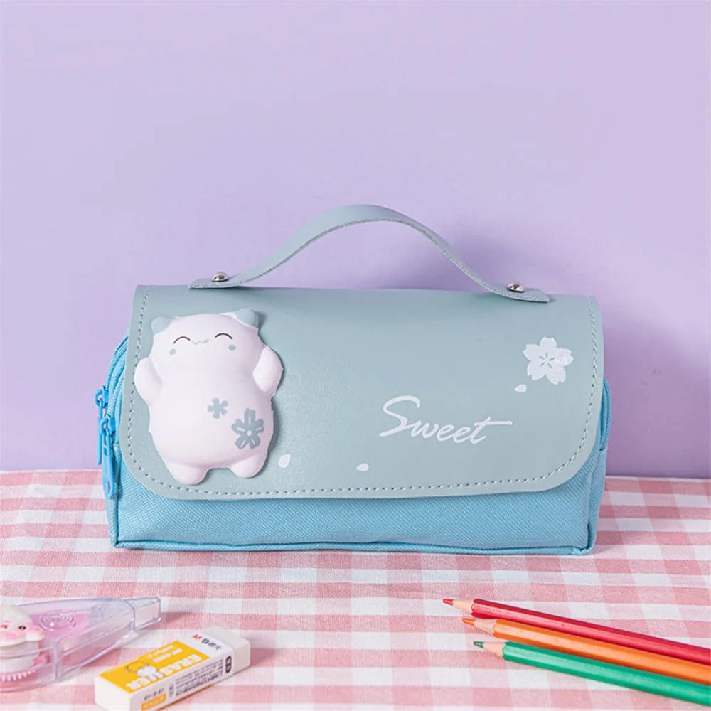 Sweet Cat Squishy Zipper Large Capacity Purple - Pouch