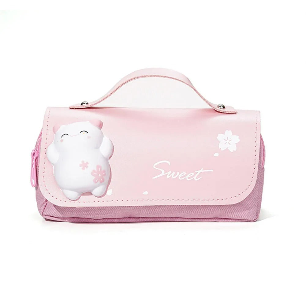 Sweet Cat Squishy Zipper Large Capacity Purple - Pouch