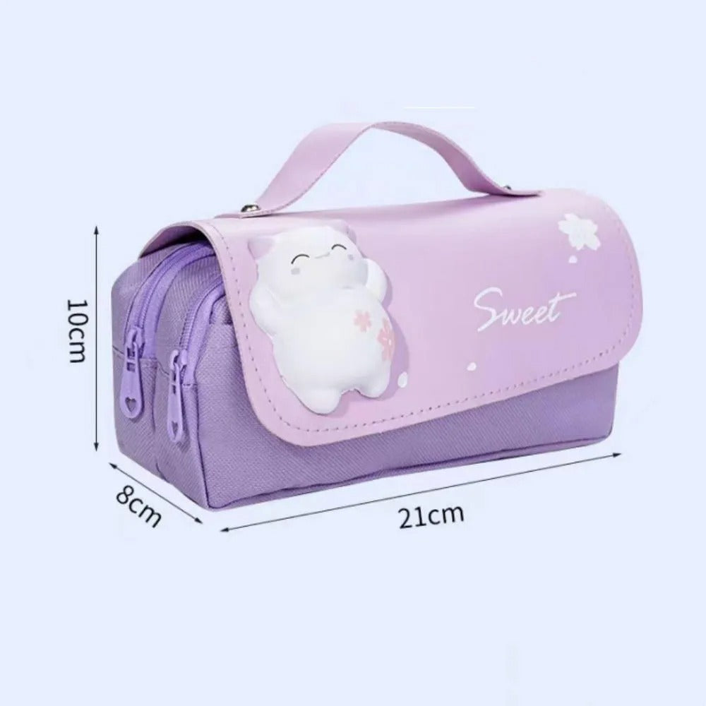 Sweet Cat Squishy Zipper Large Capacity Purple - Pouch