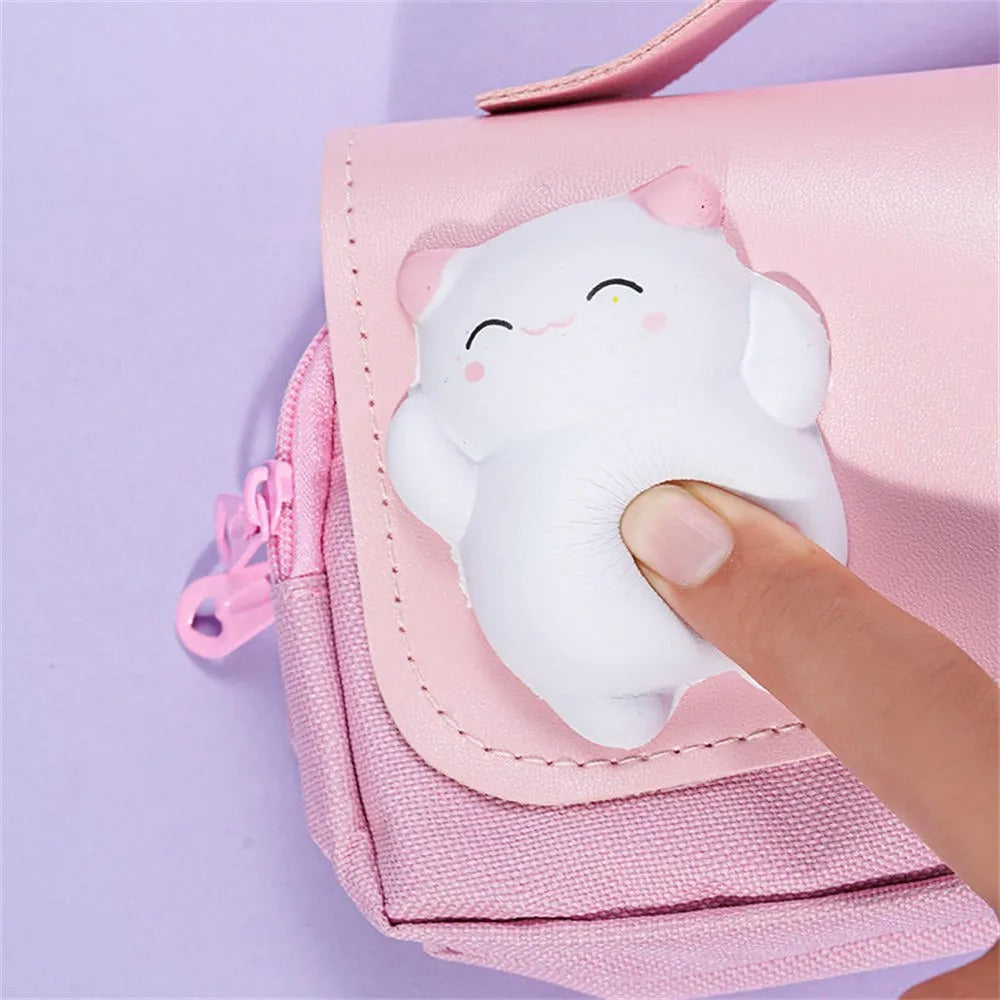 Sweet Cat Squishy Zipper Large Capacity Purple - Pouch